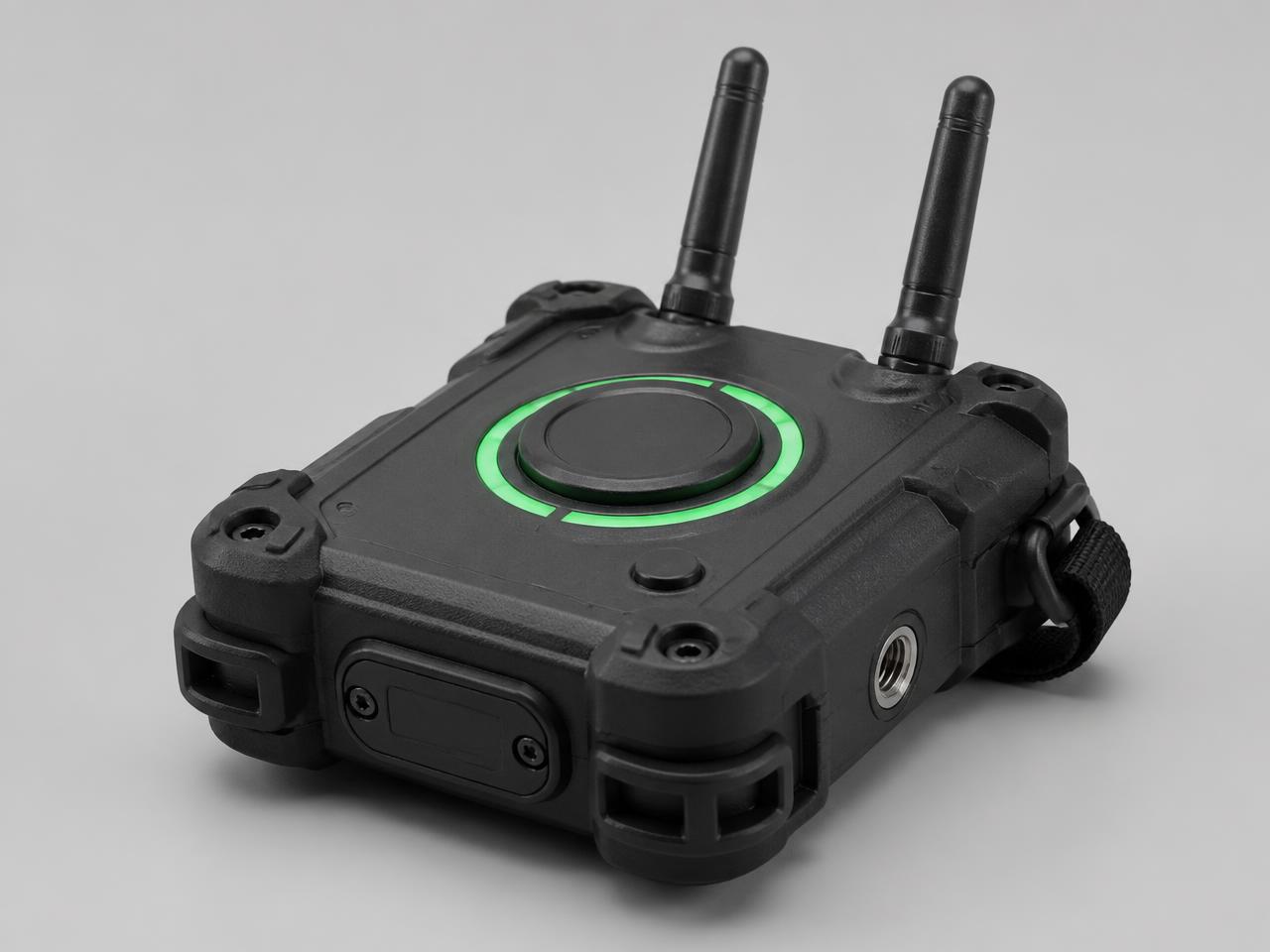 Ruggedised portable sensing pod standing on a concrete floor
